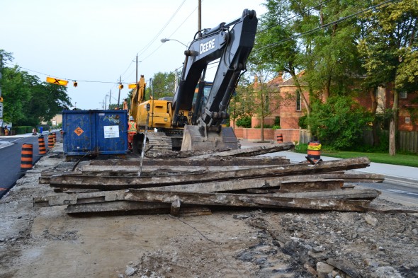 Streel streetcar rails awaiting disposal