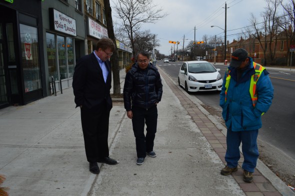 April 2014 - Councillor Crawford and Sr. Engineer Thomas Yeung inspect concrete damage