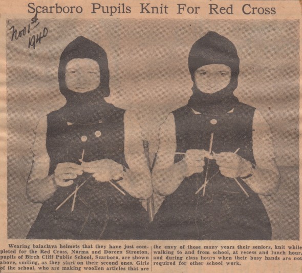 Scarboro Pupils Knit for Red Cross