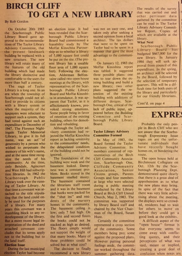 Oct. 20, 1983. Bluffs Monitor article on new library construction.