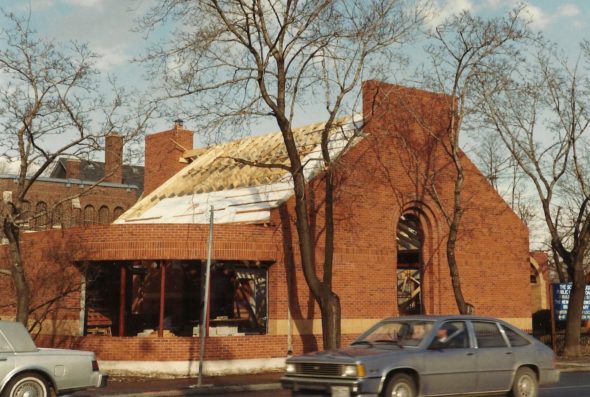 Taylor Memorial Library under construction.