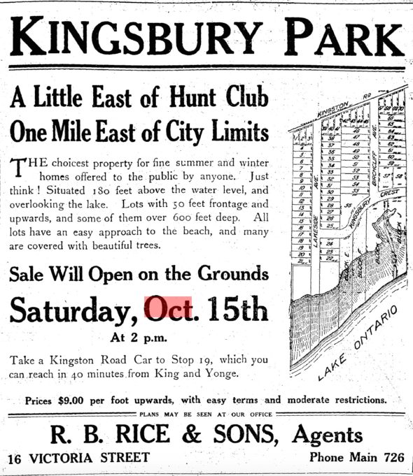 Kingsbury Park advertisement, 1910